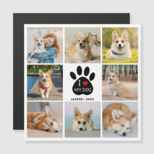 8 FotoCollage I Liebe meines Hundes Herz Magnetkar Magnetkarte