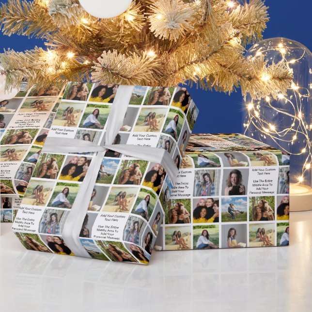8 FotoCollage Ihren Gruß hinzufügen Geschenkpapier (Feiertage)