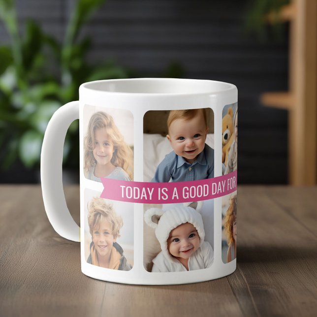 8 FotoCollage mit benutzerdefinierter Textleiste - Kaffeetasse (Custom Photo Mug)