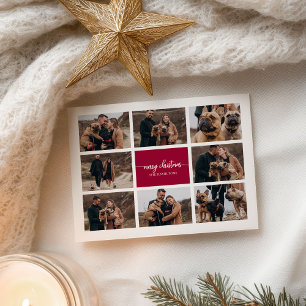 8 Fotos Collage Stylische Schrift Frohe Weihnachte Postkarte