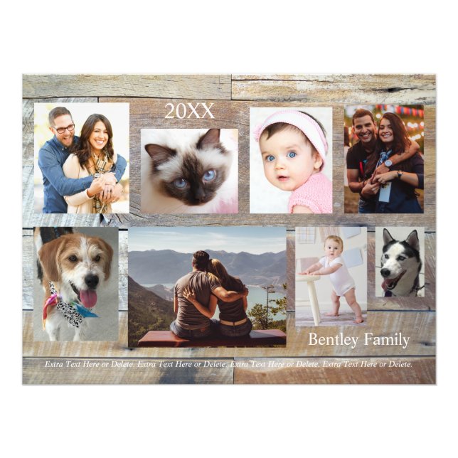 8 Fotos, Holzkörner, Name und Jahr der DIY-Familie Fotodruck (Vorne)