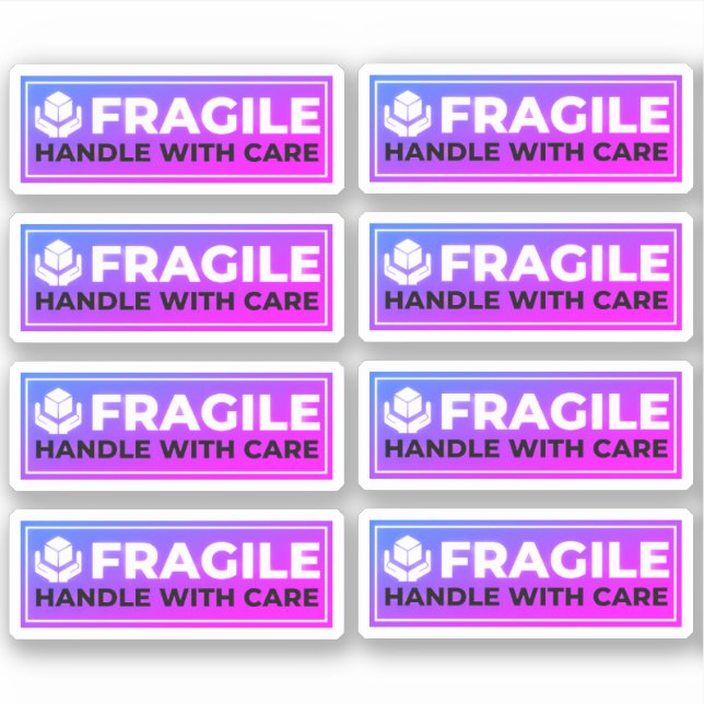 8 Fragile Shipping Stickers (Handle with Care) Aufkleber (Vorderseite)