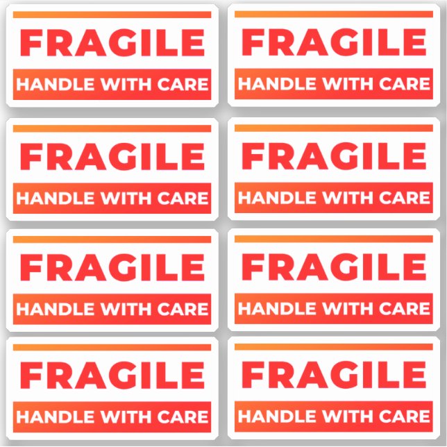 8 Fragile Stickers, Shipping Labels for Breakables (Vorderseite)