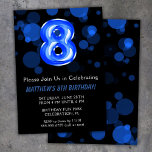 8. Geburtstag Balloons Kids Blue Boy Party Einladung<br><div class="desc">Junge Jungs Junge blauer Party 8. Geburtstagsfeier Einladung für einen 8-jährigen Jungen mit modernem Drehbuch und lustigen blauen Ballons.</div>