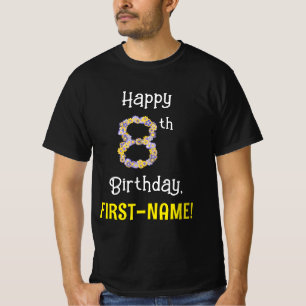 8. Geburtstag: Blumennummer "8" + Name: Blume T-Shirt
