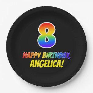 8. Geburtstag: Bold, Fun, Simple, Rainbow 8 Pappteller