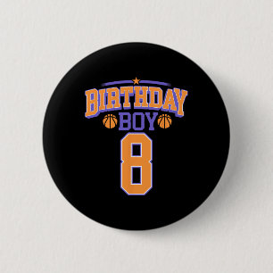 8. Geburtstag Boy Basketball Lover 8 Jahre alter T Button