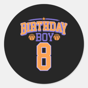 8. Geburtstag Boy Basketball Lover 8 Jahre alter T Runder Aufkleber