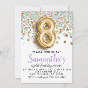 8. Geburtstag Confetti Einladung