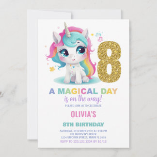 8. Geburtstag Einhorn Geburtstag Einladungen