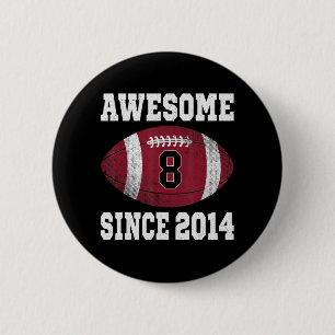 8. Geburtstag Fußballspieler 8 Jahre Alt Vintage R Button