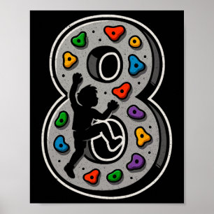8. Geburtstag Kletternd Junge Mädchen Fels Wand Bo Poster