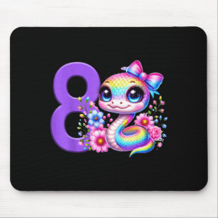 8. Geburtstag Mädchen Schlangenparty Regenbogen Co Mousepad