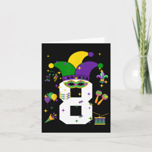 8. Geburtstag Mardi Gras Thema 8 Jahre Jungen Kind Karte