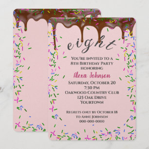 8. Geburtstag mit Schokoladeneis und Sprinklen Einladung