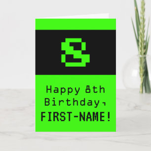 8. Geburtstag: Nerdy / Geeky Stil "8" und Name Karte