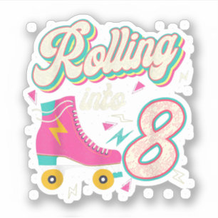 8. Geburtstag Roller Skate, die in 8 Jahre Ol Aufkleber