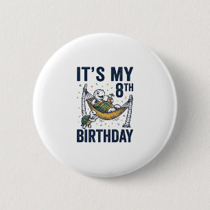 8. Geburtstag Schildkröte Hängematte Vintage Gravu Button