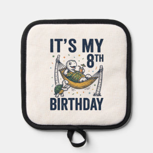 8. Geburtstag Schildkröte Hängematte Vintage Gravu Topflappen