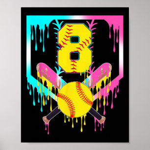 8. Geburtstag Softll Home Plate Tropf Eiscreme 8 J Poster