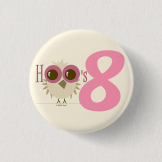 8. Geburtstags-Knopf-Eulen-Zahl 8 Button