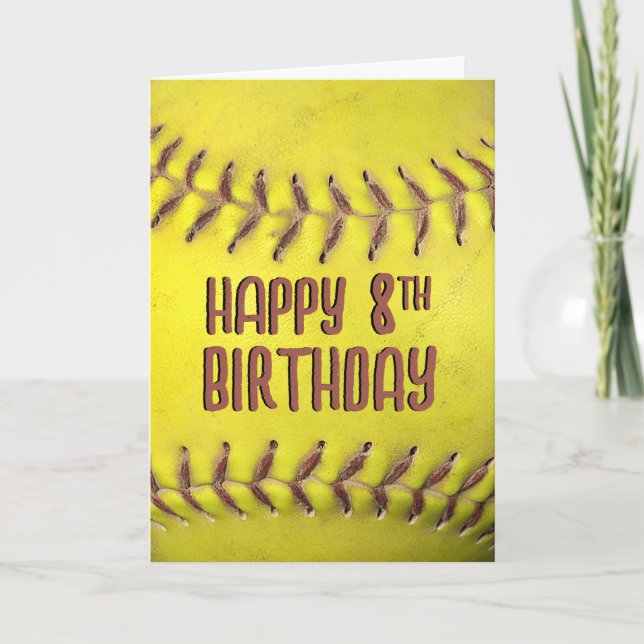 8. Geburtstags-Softball-Karte Karte (Vorderseite)