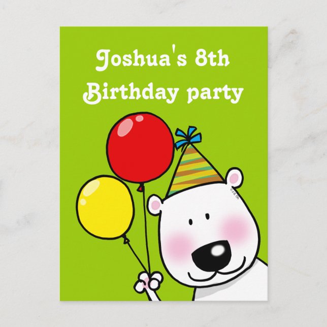 8. Geburtstagsparty personalisierte Einladungen (Vorderseite)