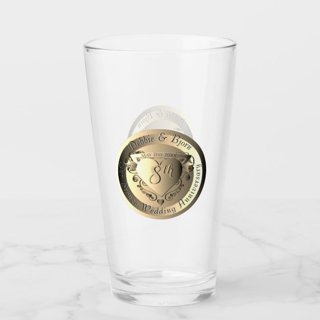 8. Hochzeit Jubiläum Bigger Bronze Medallion Glas (Vorderseite)