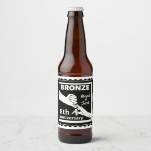 8. Hochzeitstag traditionelles Geschenk Bronze Bierflaschenetikett