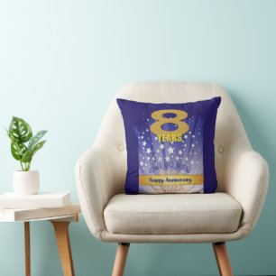8 Jahr CUSTOM NAME 12 Schritt Jubiläums Fettdruck- Kissen