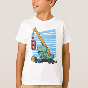 8 Jahre 8. Geburtstag Mobilkran Dinosaurier T-Shirt