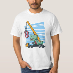 8 Jahre 8. Geburtstag Mobilkran Dinosaurier T-Shirt