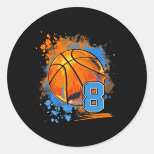 8 Jahre alt 8. Geburtstag Basketball Runder Aufkleber