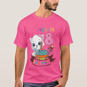 8 Jahre alt 8. Geburtstag Mädchen Niedliche Katze  T-Shirt