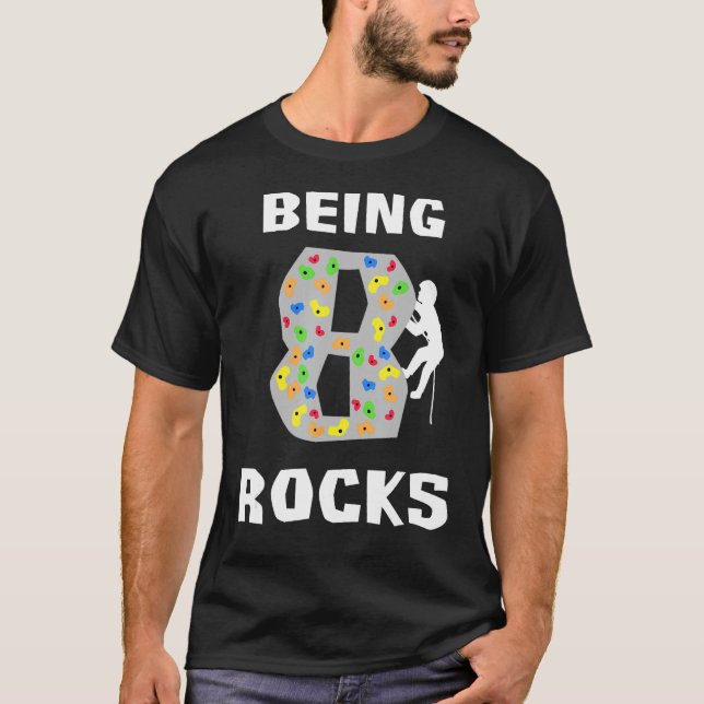 8 Jahre alt Rocks Funny Rock Climber Birthda T-Shirt (Vorderseite)