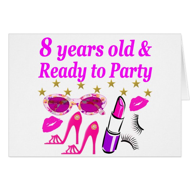 8 JAHRE ALT UND BEREIT ZUM PARTY PRINCESS DESIGN (Vorderseite (Horizontal))