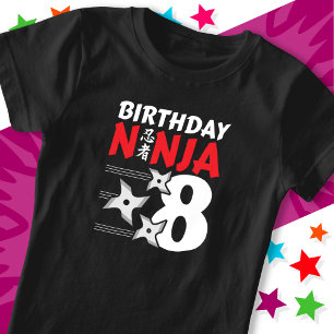 8 Jahre altes Ninja Party Sterne Kinder 8. Geburts T-Shirt