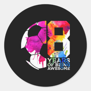 8 Jahre Fußball Awesome 8. Geburtstag _1 Runder Aufkleber