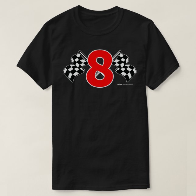 8-jähriges Geburtsdatum Kontrollflagge T-Shirt (Design vorne)