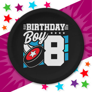 8-jähriges Hockey Party Thema 8. Geburtstag Junge Pappteller