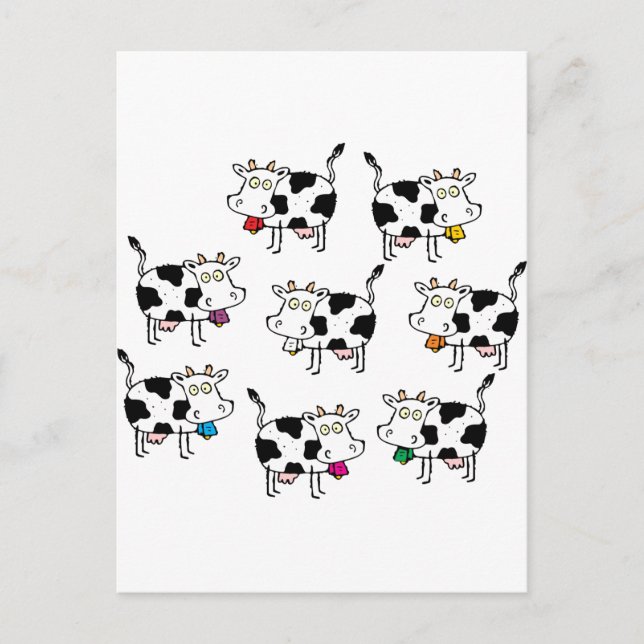 8 Kuh Frau Postkarte (Vorderseite)