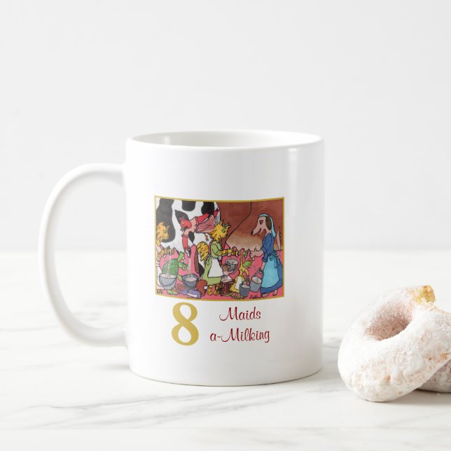 8 Mädchen, die süße Tiere u. Typografie ein-Melken Kaffeetasse (Mit Donut)