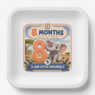 8 Monate Baby-Meilenstein Safari-Entdecker Pappteller