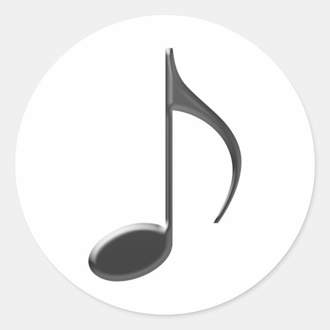 8. Musikalische Note Schwarz auf weißem Hintergrun Runder Aufkleber (Vorderseite)