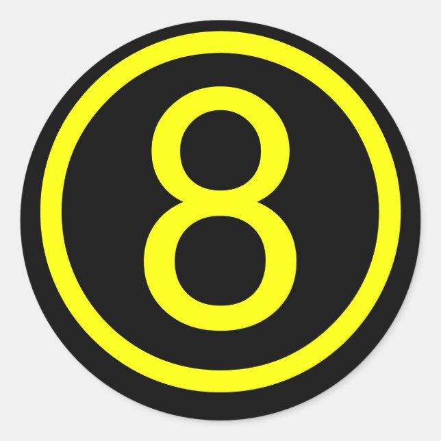 8 - Nummer acht Runder Aufkleber (Vorderseite)