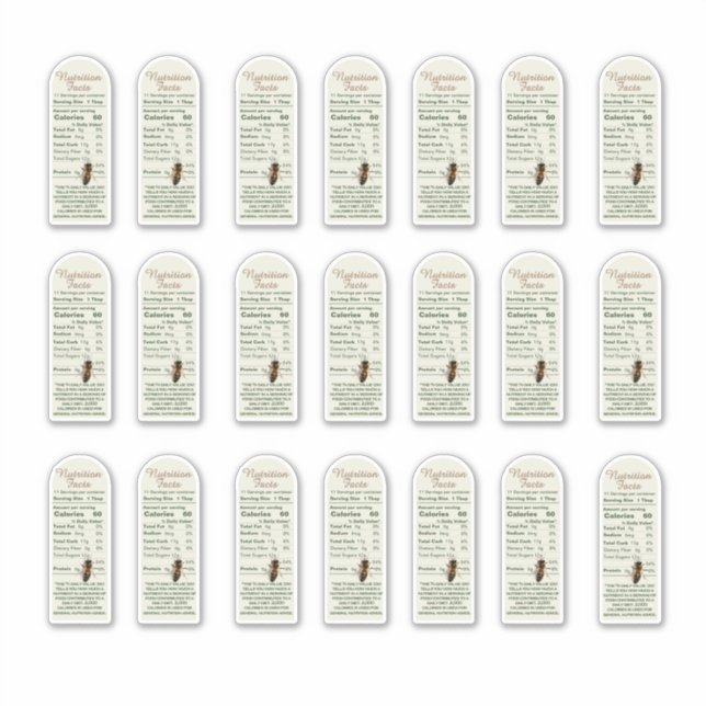 8 oz Muth Jar Nutrition Fakten zu BienenVinyl Aufkleber (Vorderseite)
