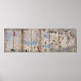 8 Panel Catalan Atlas von Abraham Cresques (1375) Poster