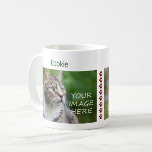 8 Pfotenabdrücke 2 Katzenfotos Namen Moderne Süße  Kaffeetasse