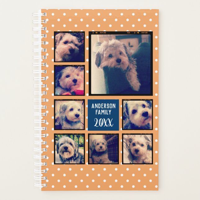 8 Photo Collage avec pois mignons - orange marine (Devant)