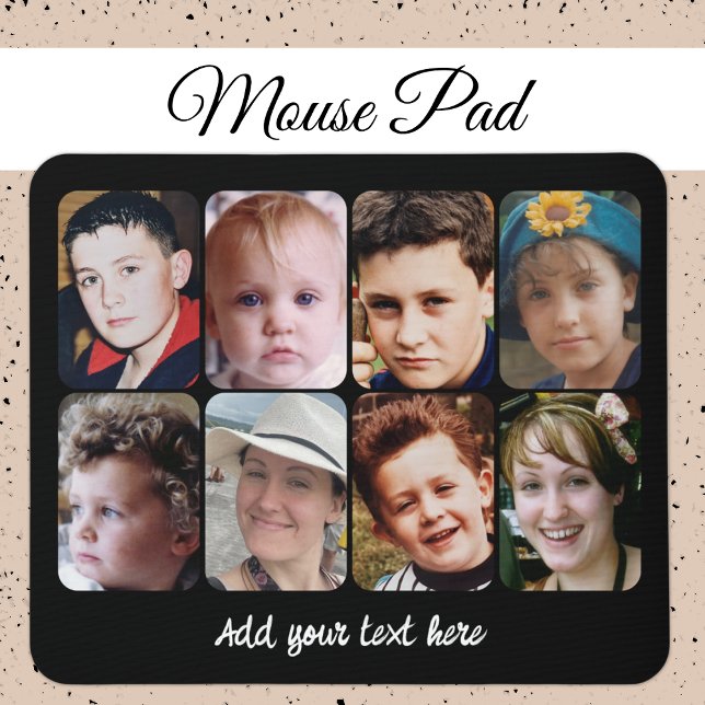 8 photo collage black white mousepad (Von Creator hochgeladen)